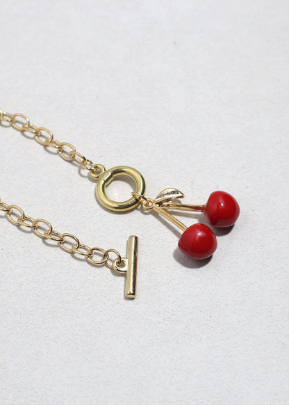 Cherry Charm Necklace & Earring Set