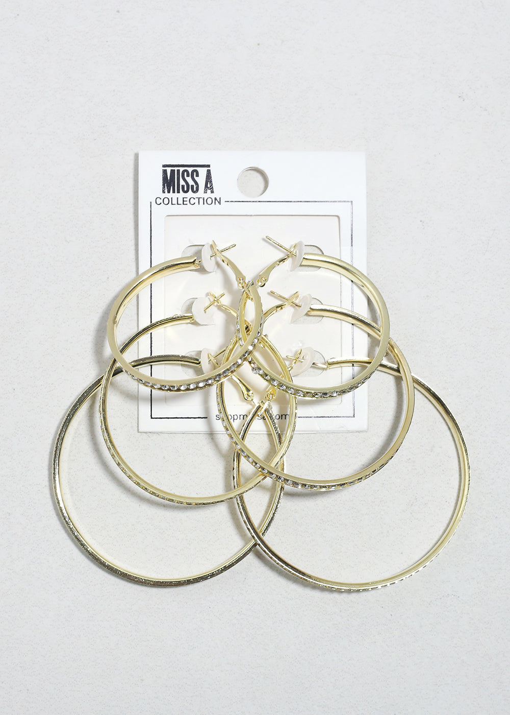 Lustre Trio Rhinestone Hoop Earrings