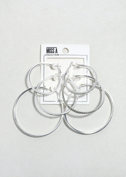 Lustre Trio Rhinestone Hoop Earrings