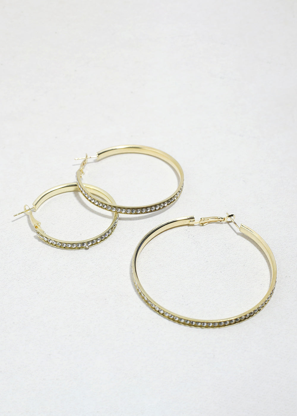 Lustre Trio Rhinestone Hoop Earrings