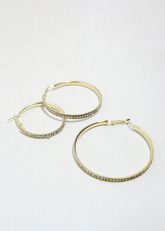 Lustre Trio Rhinestone Hoop Earrings