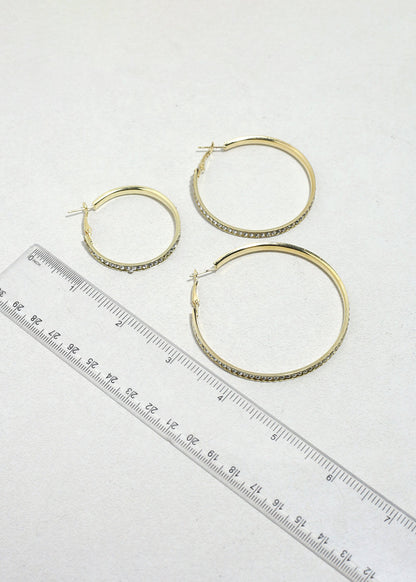 Lustre Trio Rhinestone Hoop Earrings