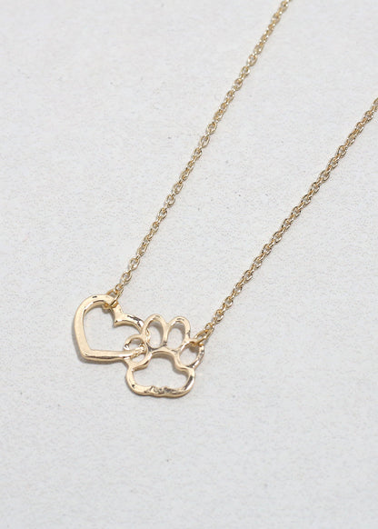 Heart & Paw Print Necklace