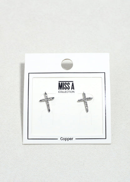 Radiant Faith Cross Stud Earrings