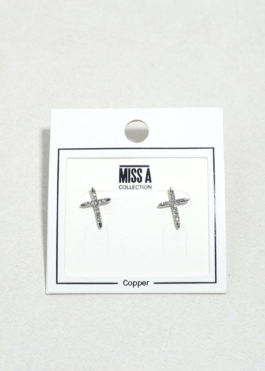Radiant Faith Cross Stud Earrings