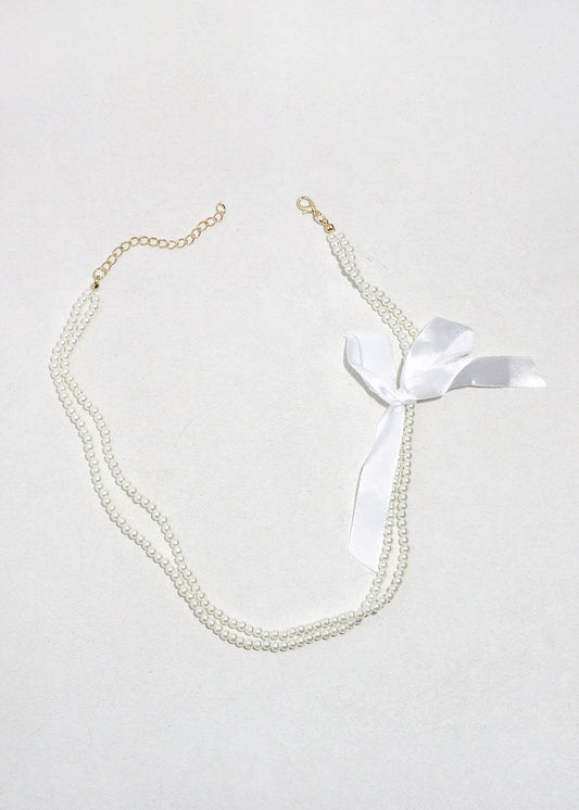 Audrey Pearl Ribbon Necklace