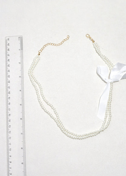 Audrey Pearl Ribbon Necklace