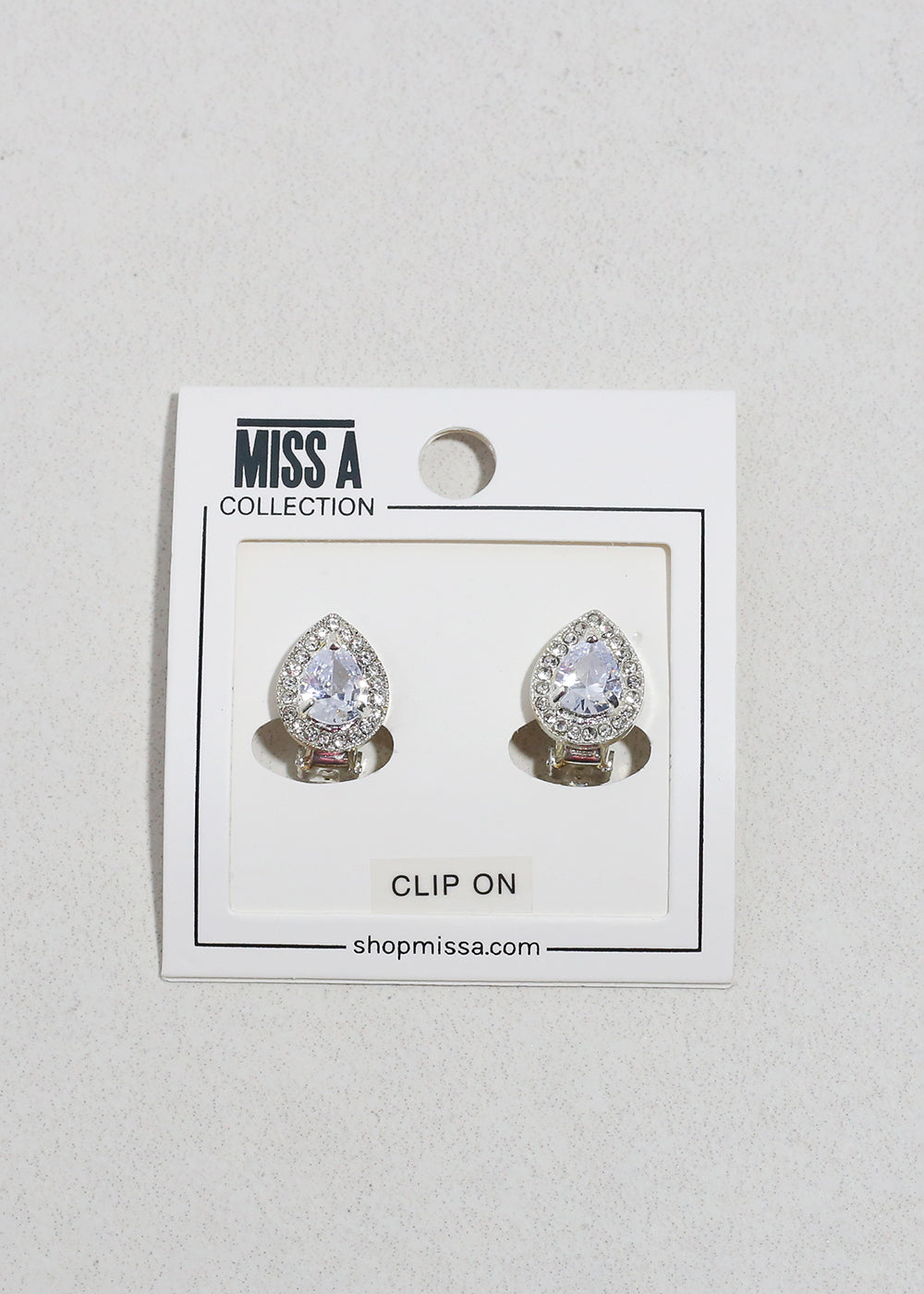 Teardrop Rhinestone Clip-On Earrings