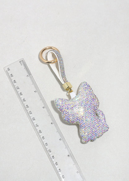 Iridescent Rhinestone Cat Bag Charm