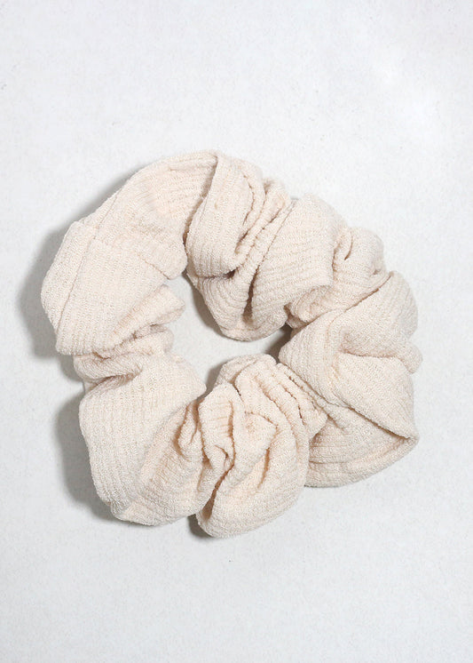 Cloud Cream Textured Oversized Hair Scrunchie