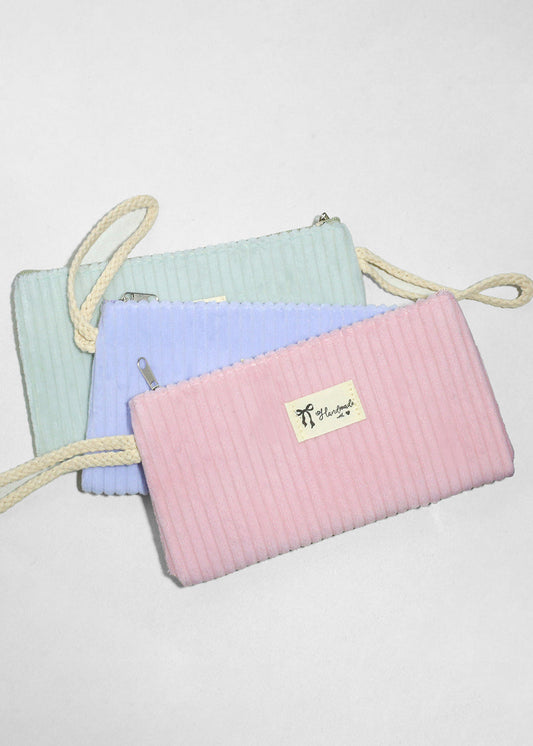 Soft Ribbed Velvet Cosmetic Pouch