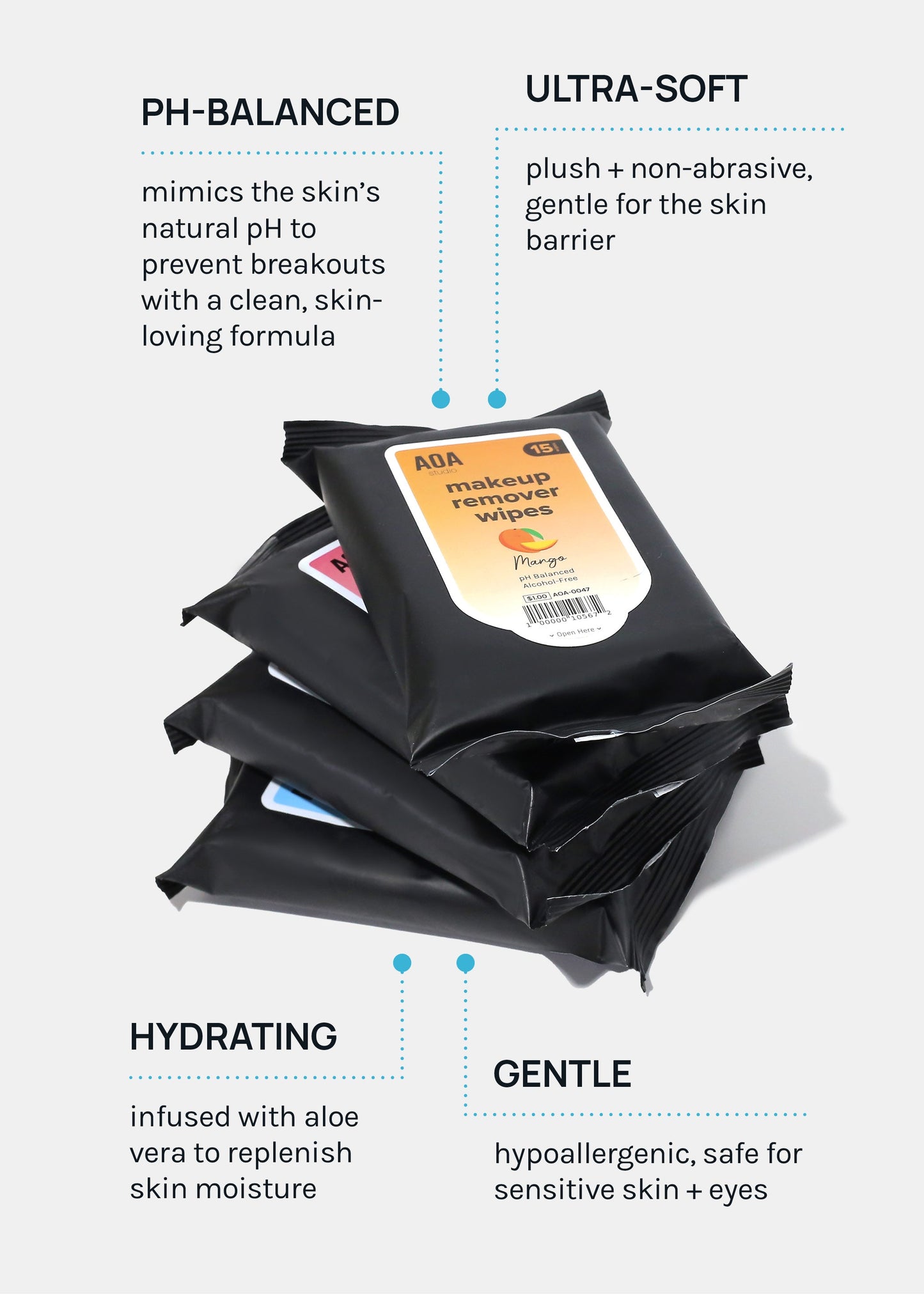 AOA Makeup Remover Wipes - Unscented