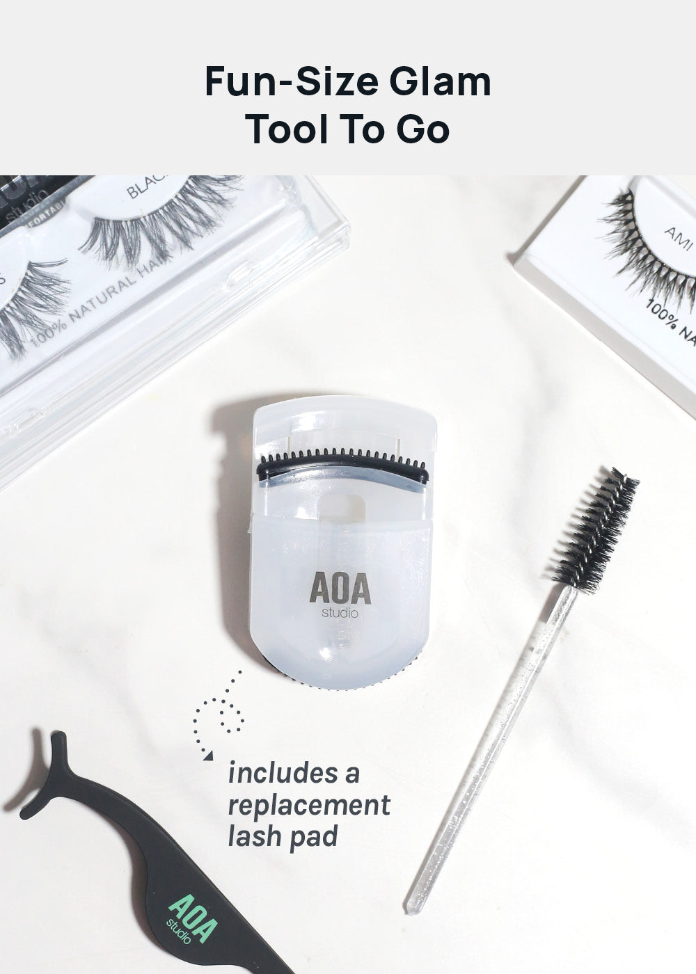 AOA Travel Eyelash Curler with Built-In Comb