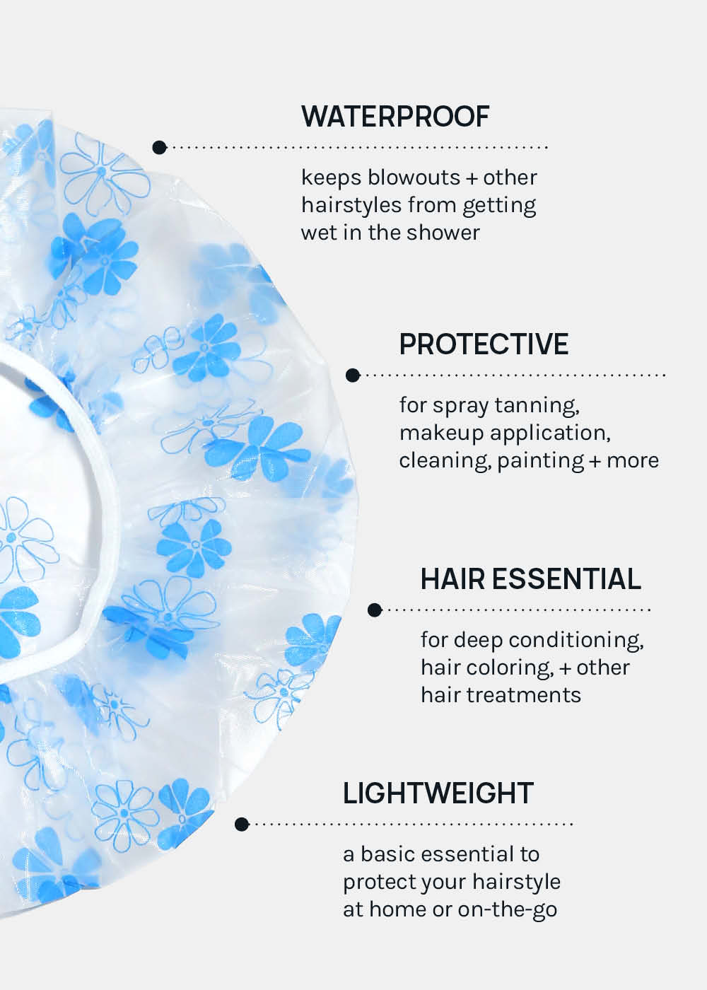 AOA Waterproof + Lightweight Shower Caps