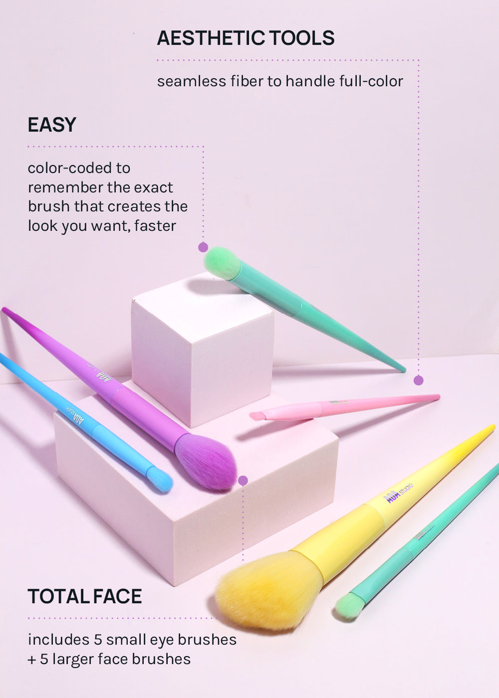 AOA 10-Piece Rainbow Brush Set + Cloud Travel Bag