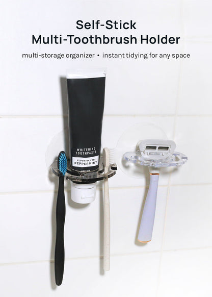Official Key Items Self-stick Multi-toothbrush Holder
