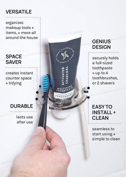 Official Key Items Self-stick Multi-toothbrush Holder