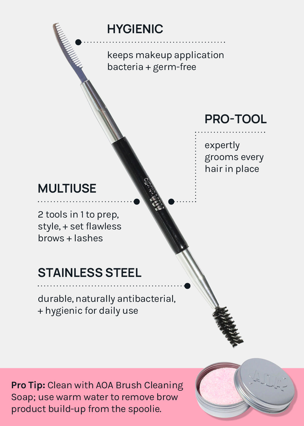 AOA Dual Brow Comb + Spoolie