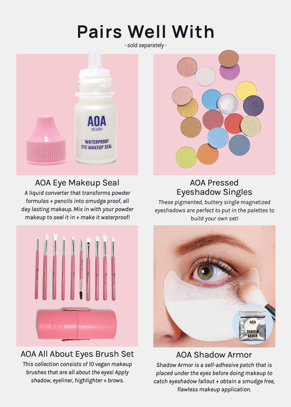 AOA Pro Magnetic Eyeshadow Palette - Pink Swirly Small