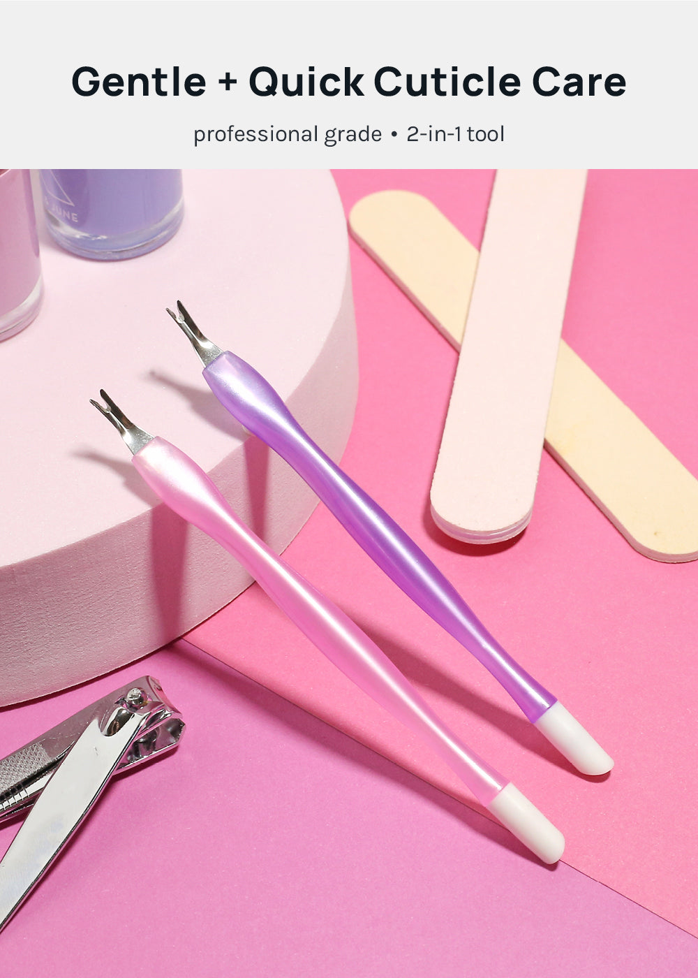 AOA 2-in-1 Cuticle Trimmer + Rubber Pusher