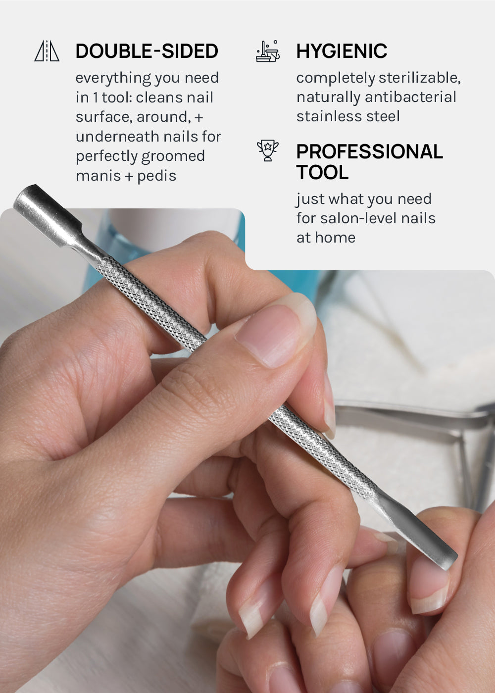 AOA Dual-Ended Cuticle Pusher + Nail Cleaner
