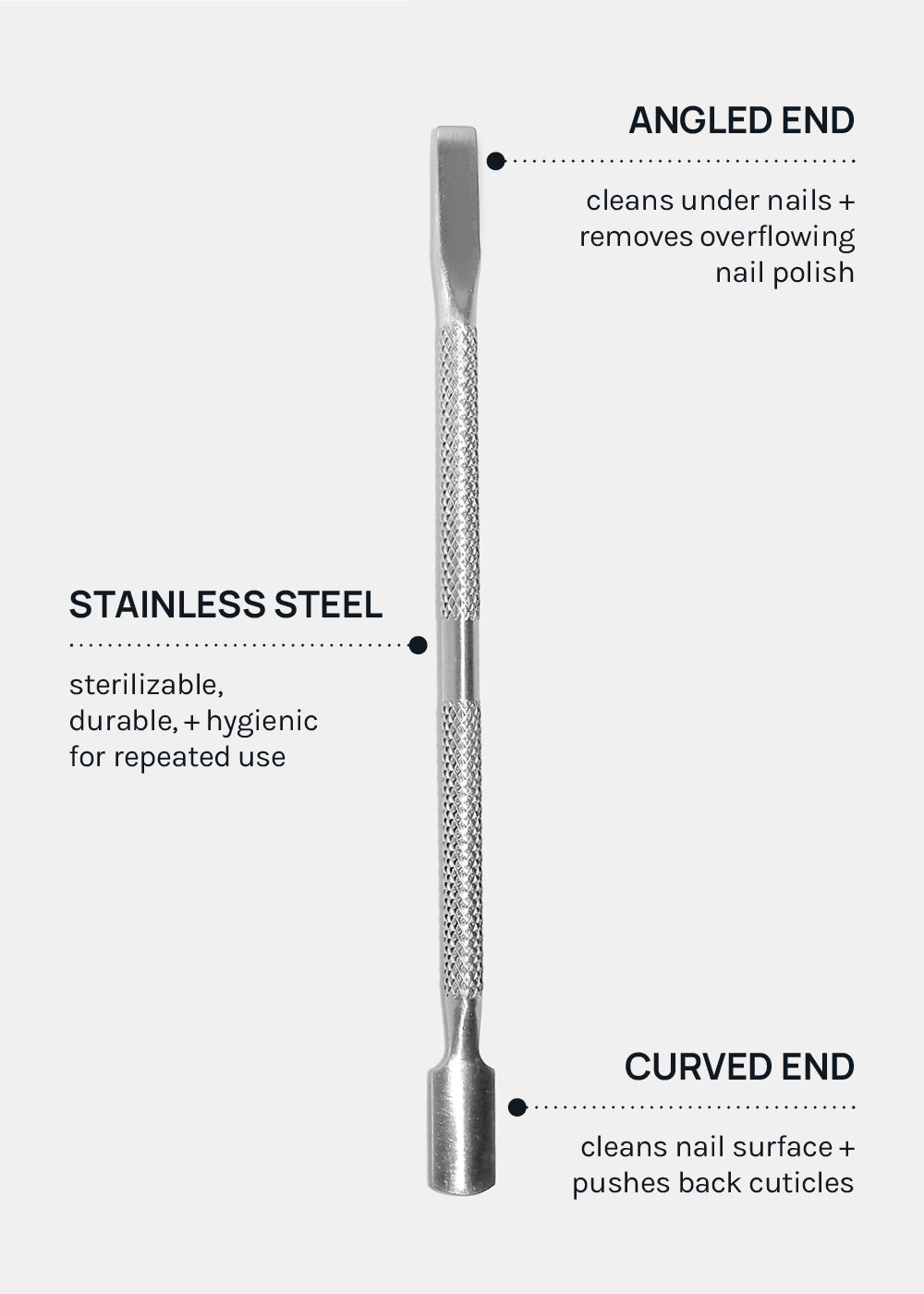 AOA Dual-Ended Cuticle Pusher + Nail Cleaner