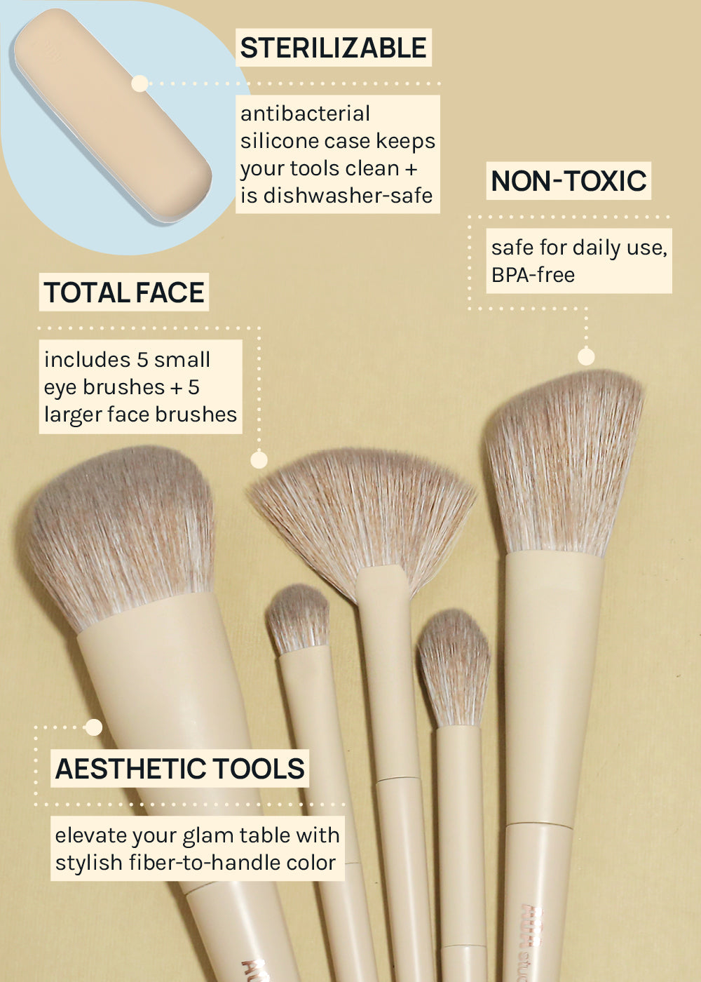 AOA Hero Brush Set + Silicone Travel Case