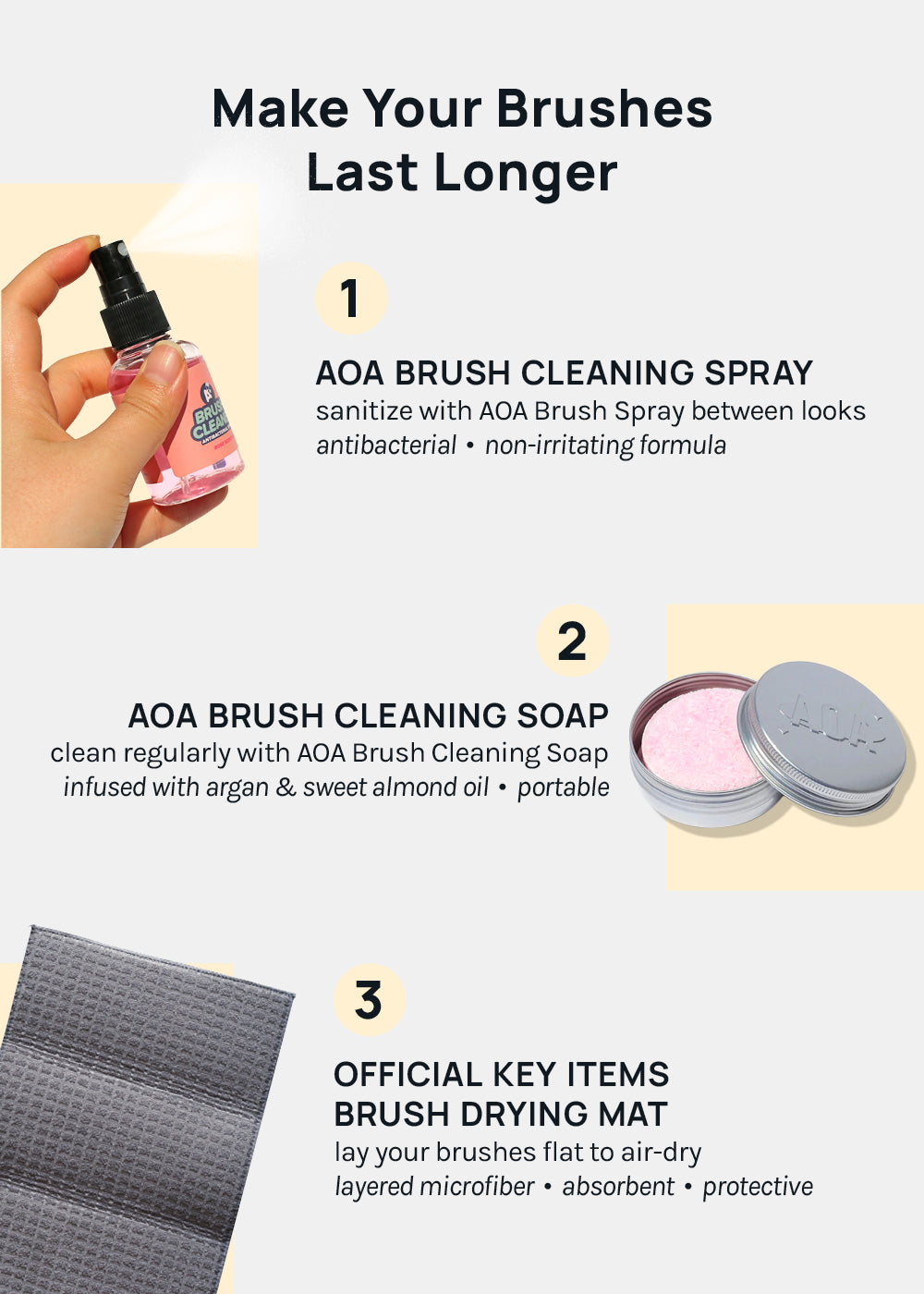 AOA Hero Brush Set + Silicone Travel Case