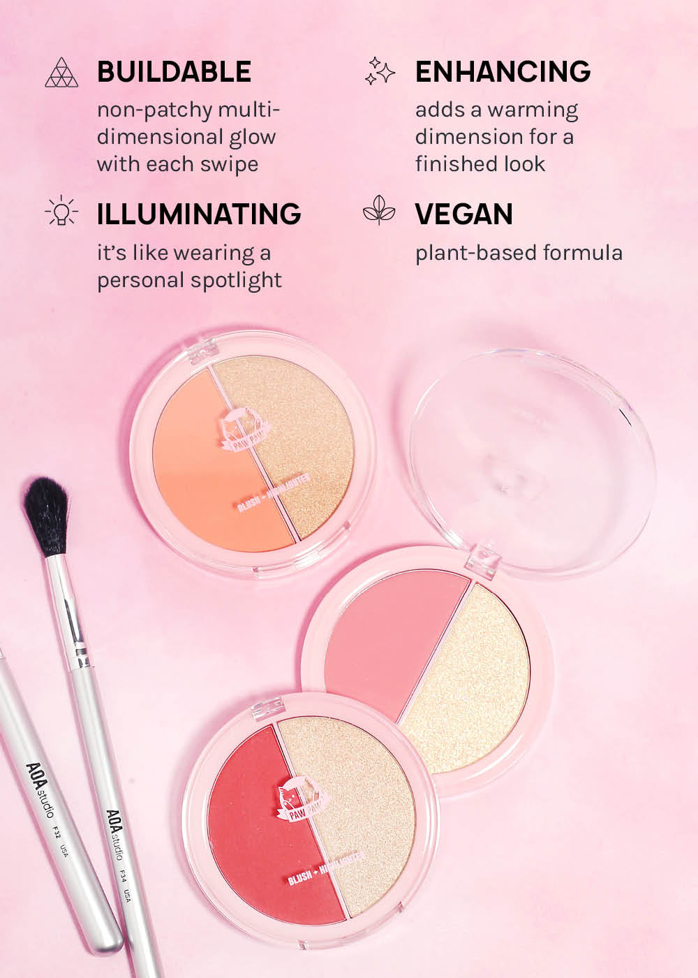 AOA Hello Glow Duo Blush + Highlighter