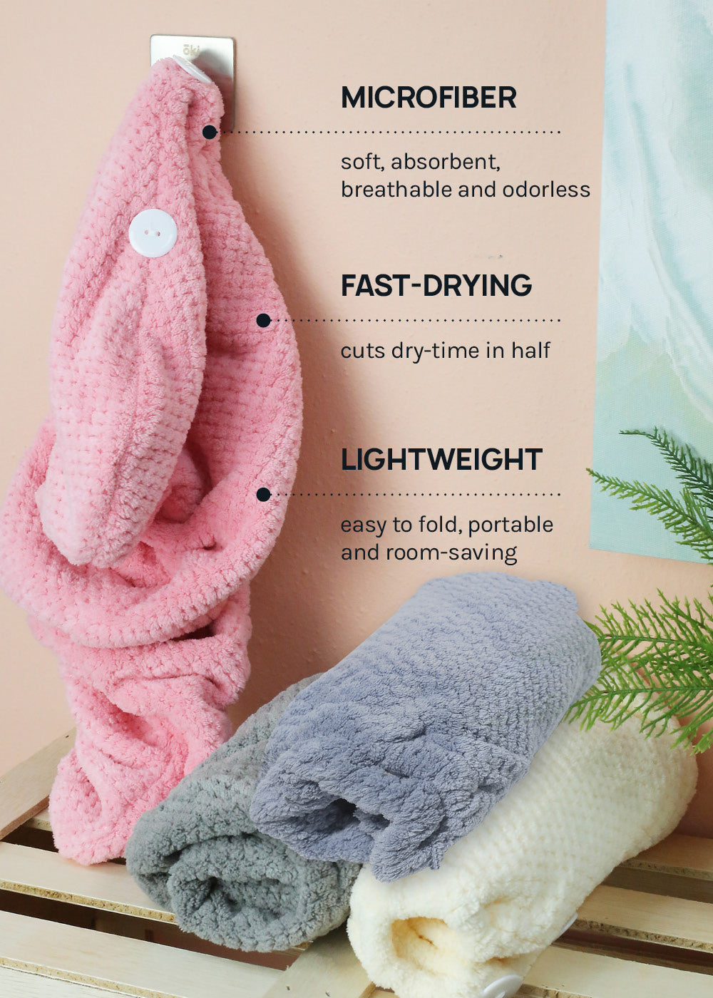 A+ Microfiber Hair Turban Towel