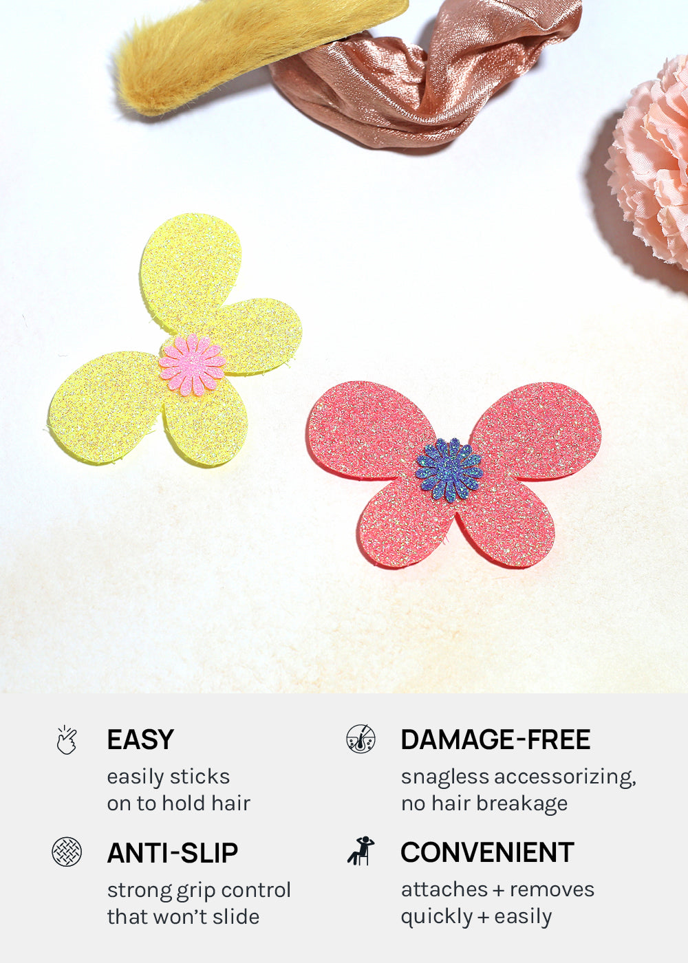Miss A Anti-Slip Hair Grippers - Butterflies