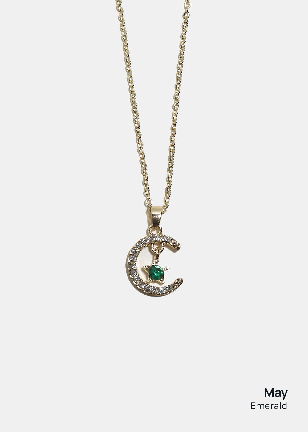 Miss A Birthstone Necklace - Moon + Star