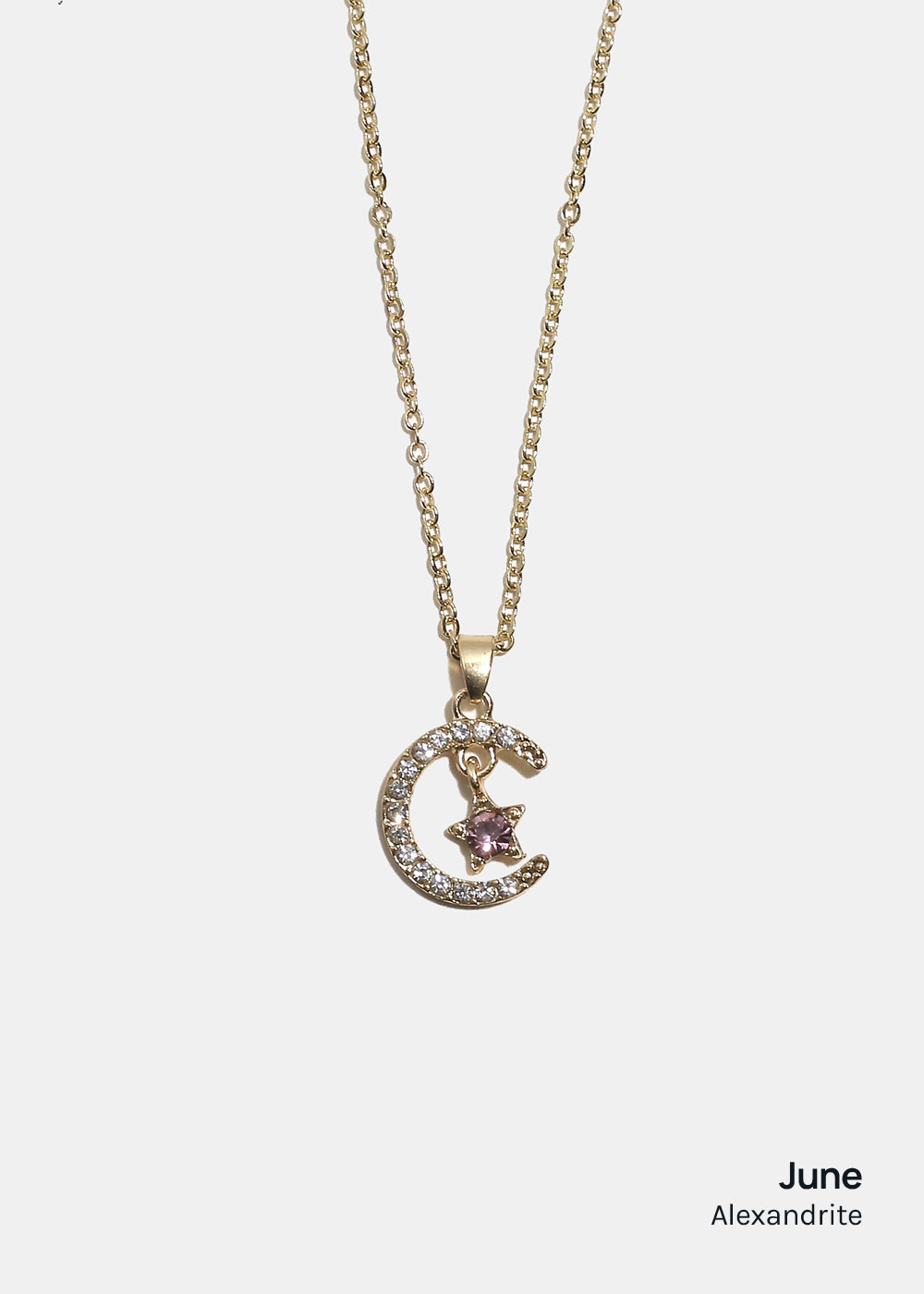 Miss A Birthstone Necklace - Moon + Star
