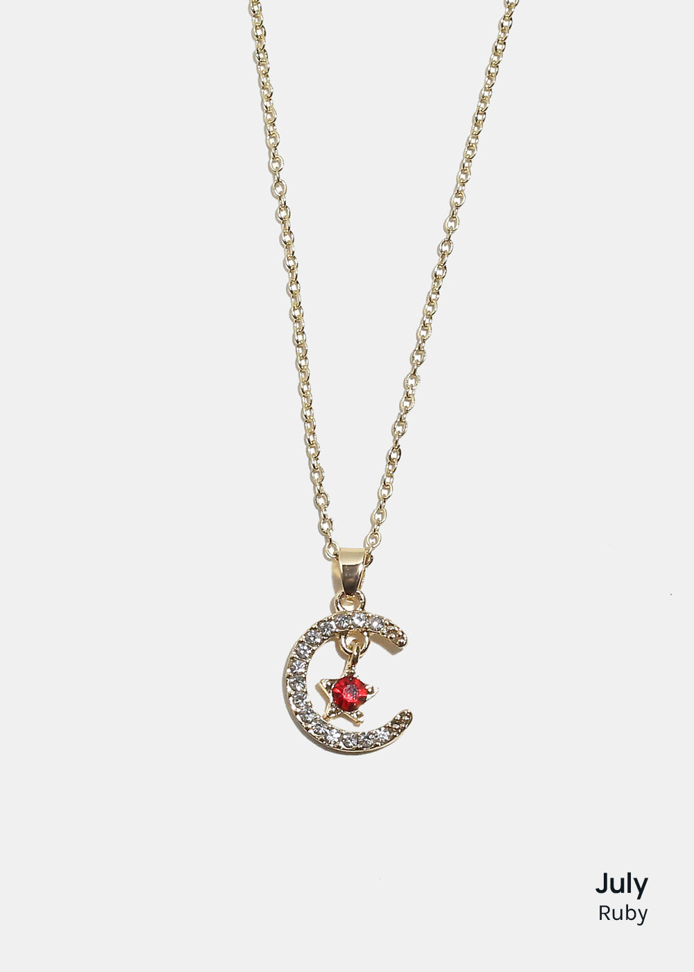 Miss A Birthstone Necklace - Moon + Star