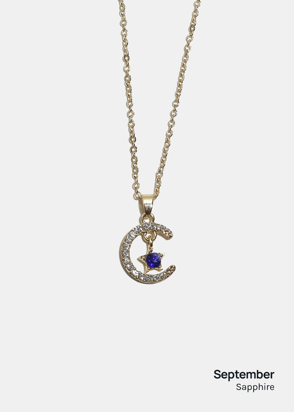 Miss A Birthstone Necklace - Moon + Star