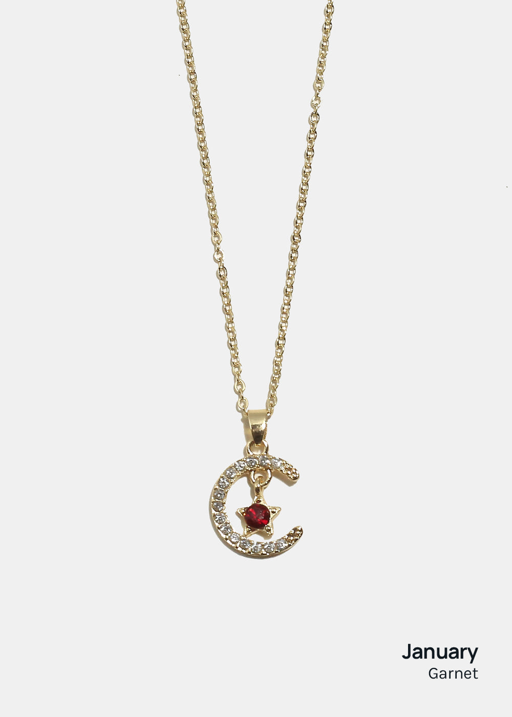 Miss A Birthstone Necklace - Moon + Star