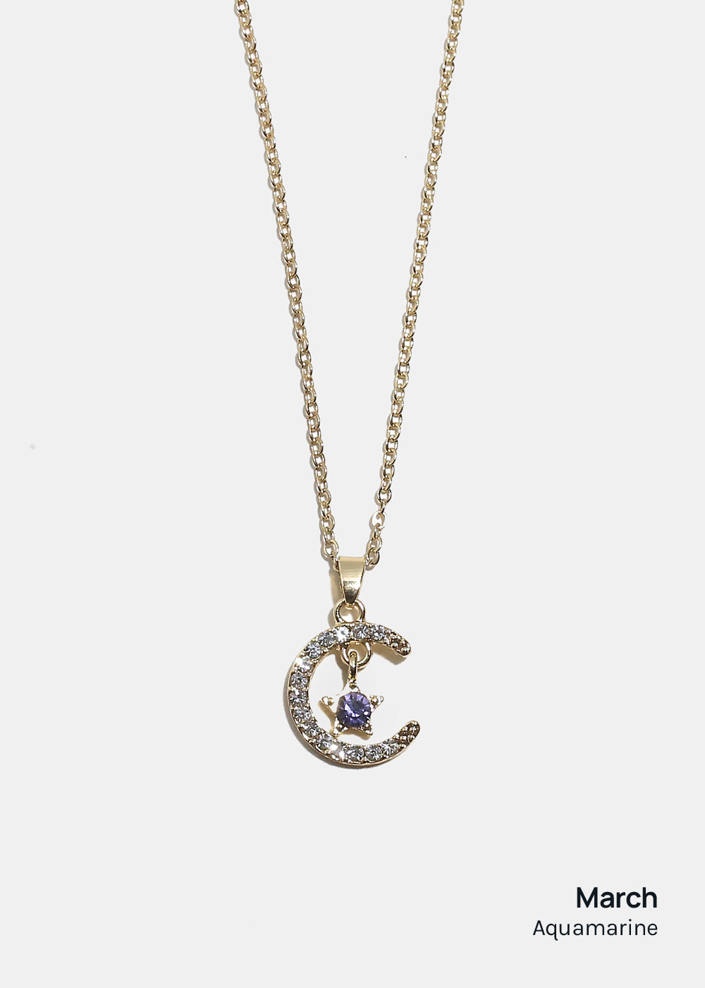 Miss A Birthstone Necklace - Moon + Star