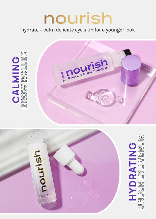 AOA Nourish Hydrating Under Eye Serum + Calming Roll-On Brow Solution