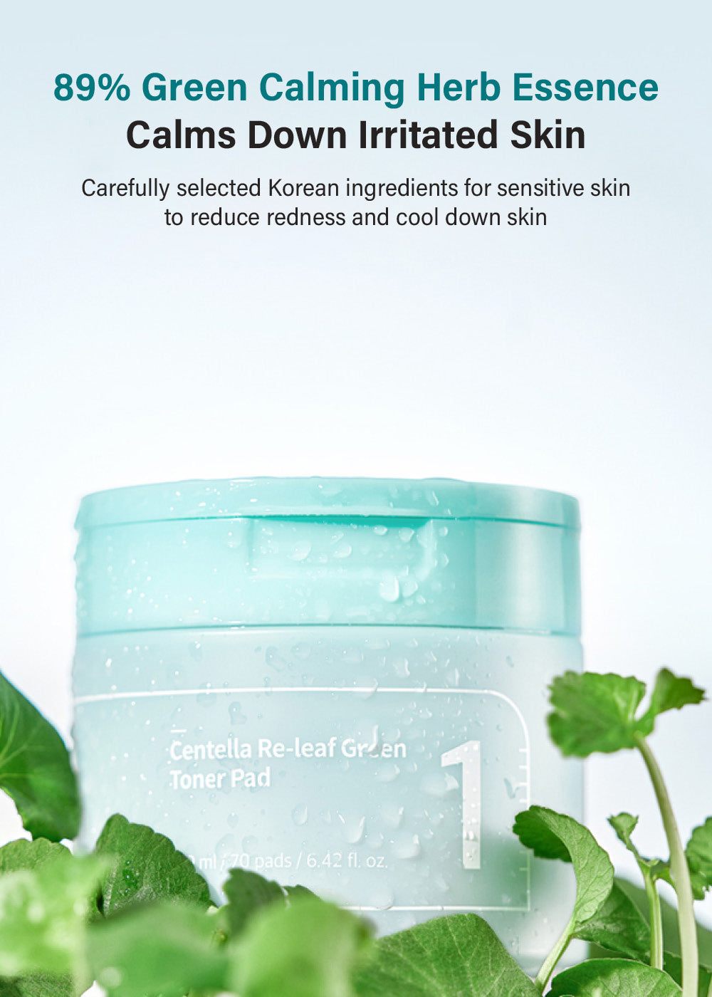 numbuzin No. 1 Centella Re-Leaf Green Toner Pad (70 Pads)