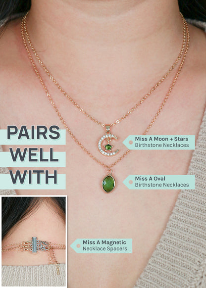 Miss A Birthstone Necklace - Moon + Star