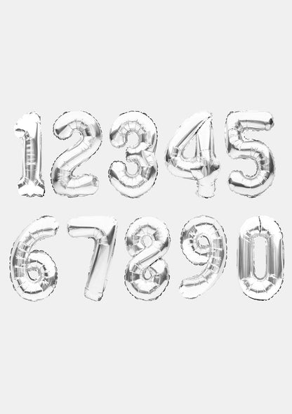 Official Key Items Party Balloons- Silver Numbers