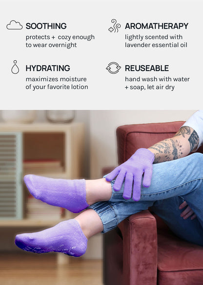 Gel Lined Moisturizing Spa Sock - Lavender