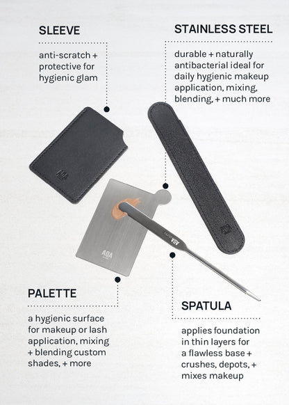 AOA Stainless Steel Mixing Palette and Spatula with Protective Sleeve