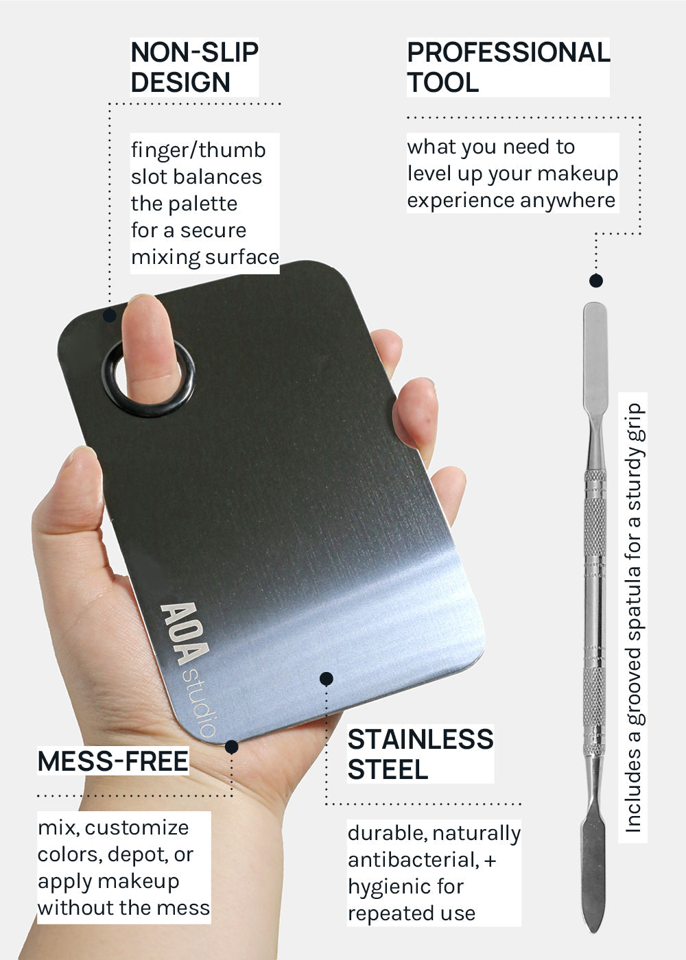 A+ Stainless Steel Mixing Palette and Spatula