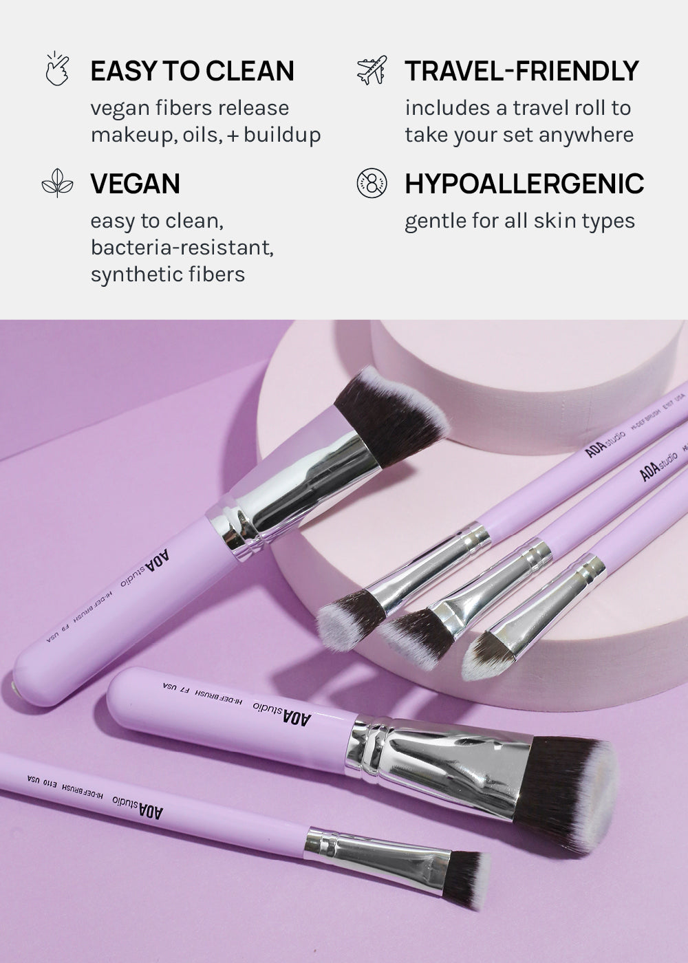 AOA UltraViolet Contour Brush Set + Brush Roll