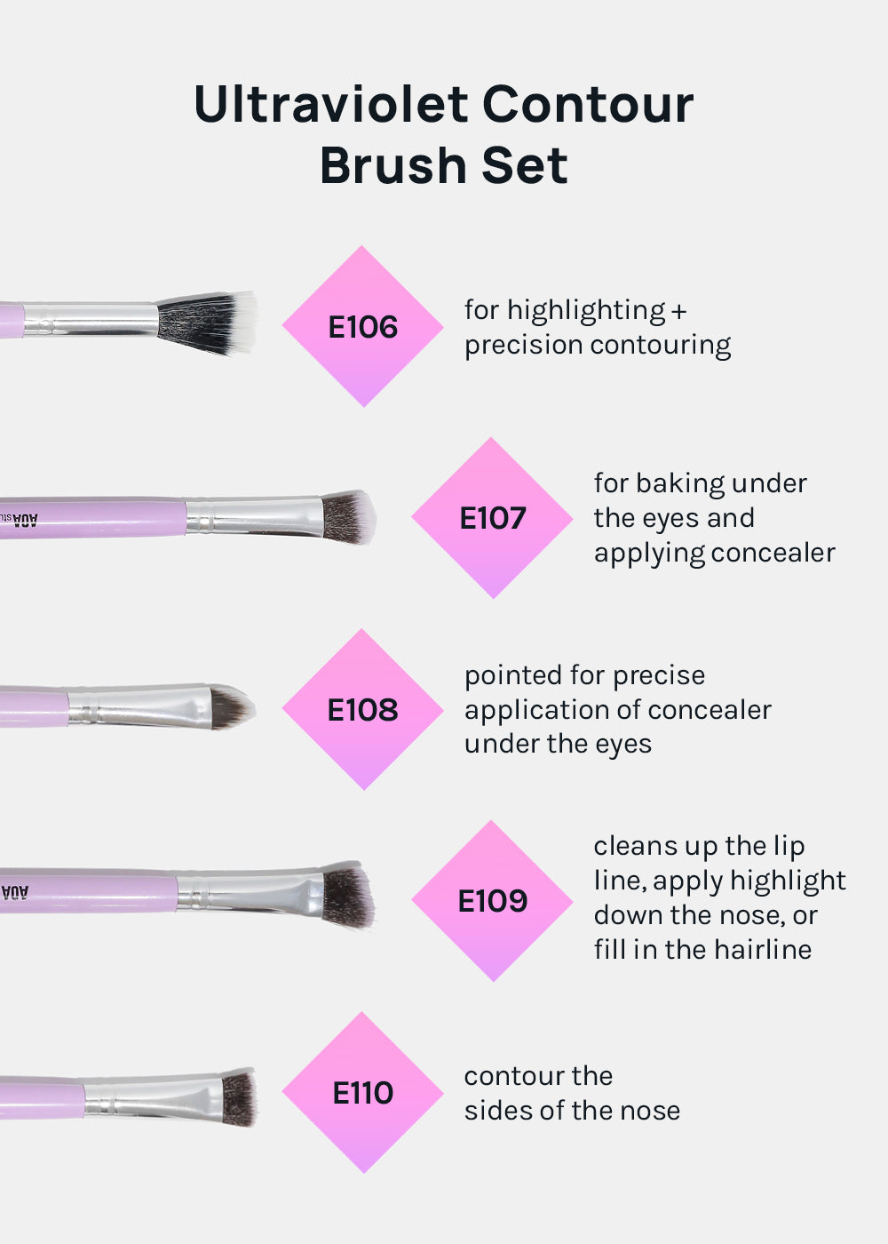 AOA UltraViolet Contour Brush Set + Brush Roll